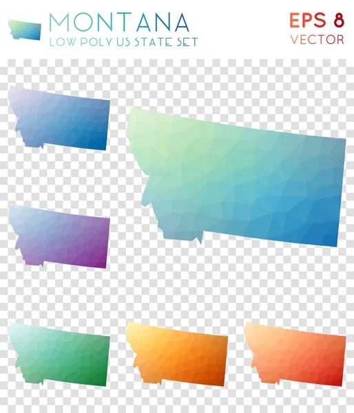 Montana geometrik poligonal haritalar mozaik bize devlet koleksiyonu duygusal düşük poli tarzı modern stil — Stok Vektör