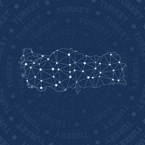 トルコ星座スタイル国地図著名なスペース スタイル モダン トルコ ネットワーク — ストックベクタ