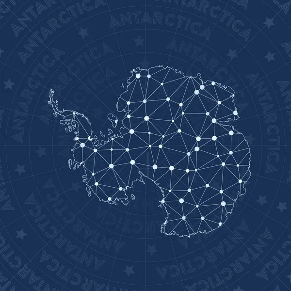 Antarktika ağ takımyıldızı tarzı ülke haritası Amusing alan tarzı modern tasarım Antarktika — Stok Vektör
