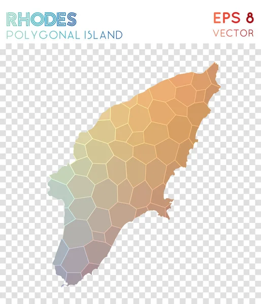 Rodas mapa poligonal isla de estilo mosaico Graceful low poly style modern design Rodas poligonales — Vector de stock