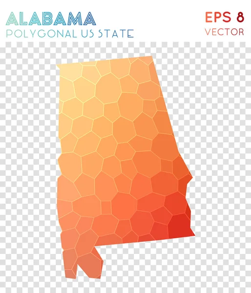 Alabama poligonal bize düzgün düşük poli tarzı modern tasarım Alabama devlet mozaik stili göster — Stok Vektör