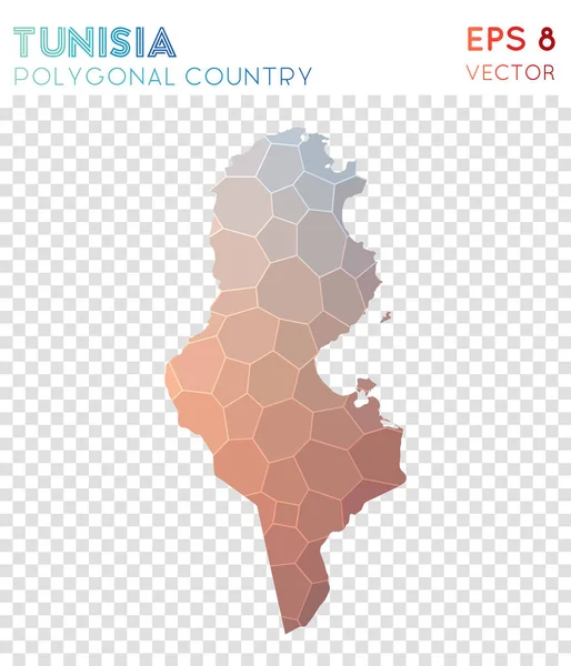 Tunisien polygonal karta mosaik stil land känslomässiga låg poly stil modern design Tunisien — Stock vektor