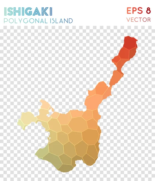Ishigaki mapa poligonal isla de estilo mosaico Sorprendente diseño moderno de bajo polivinílico Ishigaki — Vector de stock