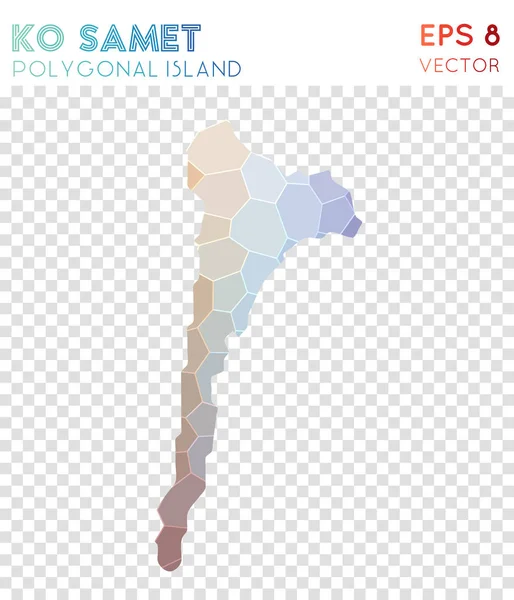 Ko Samet polygonal map mosaic style island Alluring low poly style modern design Ko Samet — Stock Vector