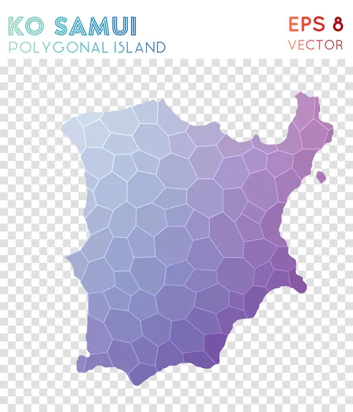 Ko Samui mapa poligonal isla de estilo mosaico Increíble bajo estilo polivinílico diseño moderno Ko Samui — Vector de stock