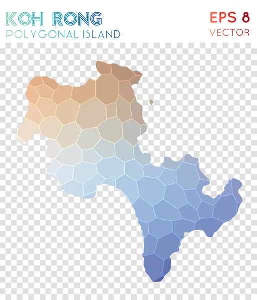 Koh Rong mapa poligonal isla de estilo mosaico Valioso diseño moderno de estilo polivinílico bajo Koh Rong — Vector de stock