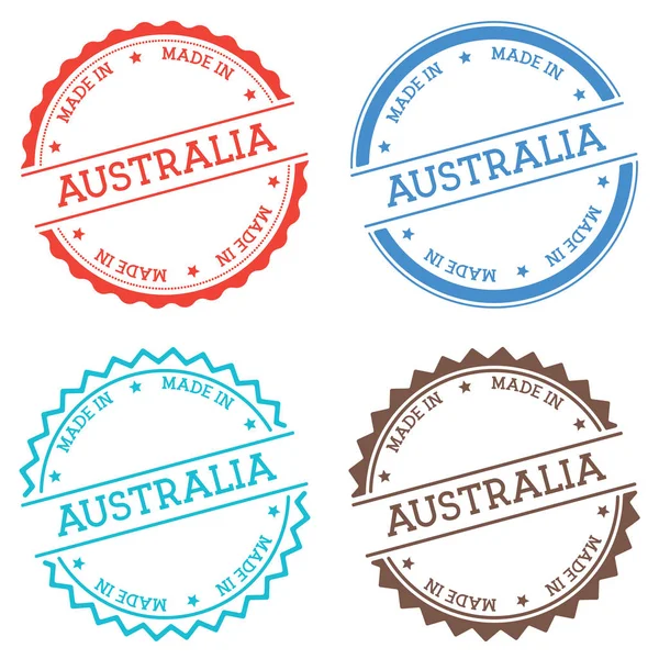 Made in Australia emblema isolado no fundo branco Etiqueta redonda de estilo plano com texto Circular — Vetor de Stock