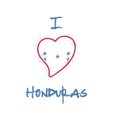 Beyaz arka plan üzerinde ulusal bayrak Honduras Honduras bayrağı vatansever tshirt tasarım kalp şeklinde