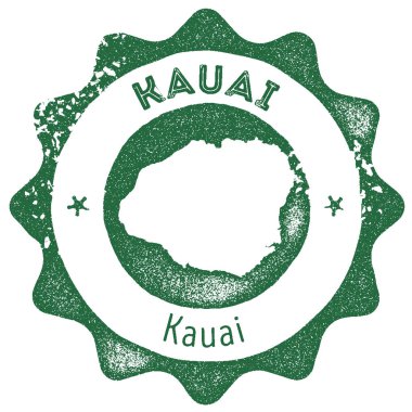 Kauai harita vintage damga Retro tarzı el yapımı etiket rozet veya öğe seyahat Hediyelik karanlık