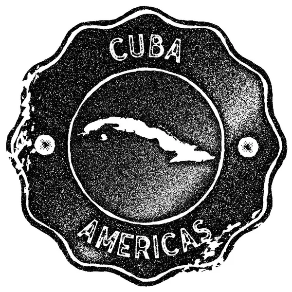 Cuba mapa vintage sello estilo retro etiqueta hecha a mano insignia o elemento para recuerdos de viaje Negro — Vector de stock