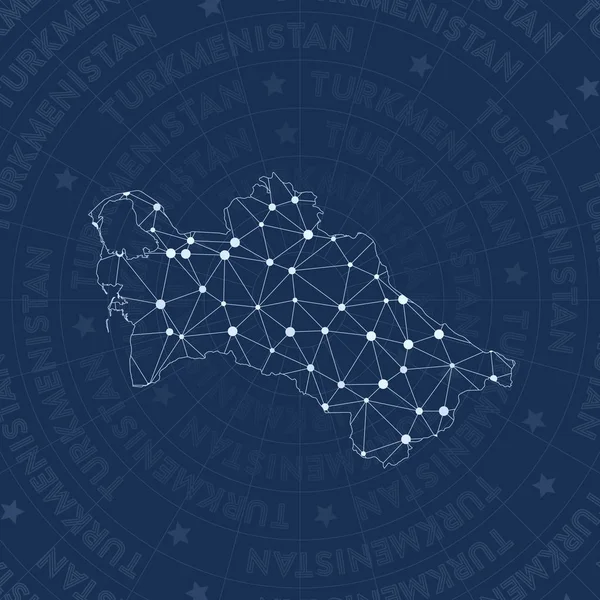 Turkmenistan rede constelação estilo país mapa espaço Divino estilo design moderno —  Vetores de Stock