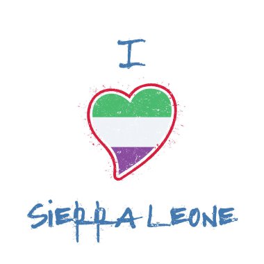 Sierra Leone bayrak vatansever tshirt tasarım kalp üzerinde ulusal bayrak Sierra Leone Cumhuriyeti şeklinde
