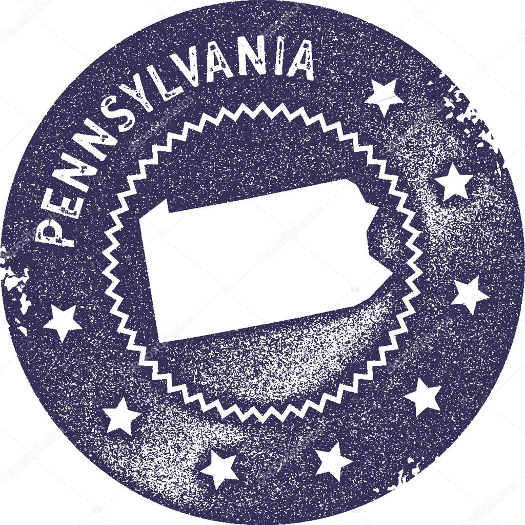 Pennsylvania map vintage stamp Retro style handmade label badge or element for travel souvenirs