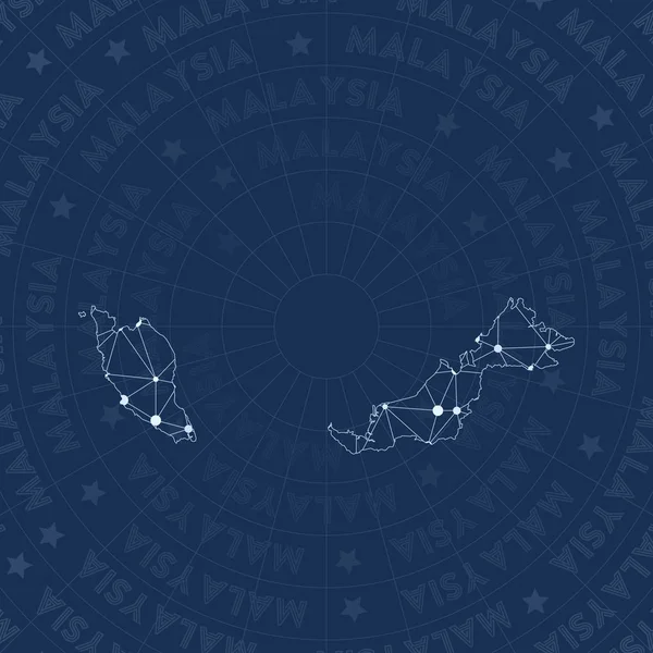 Malasia red constelación estilo país mapa sorprendente espacio estilo moderno diseño Malasia — Vector de stock