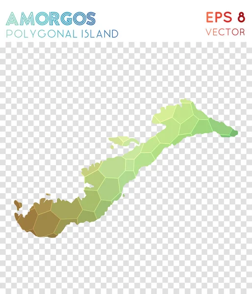 Amorgos mapa poligonal isla de estilo mosaico Glamoroso diseño moderno de bajo polivinílico Amorgos — Vector de stock