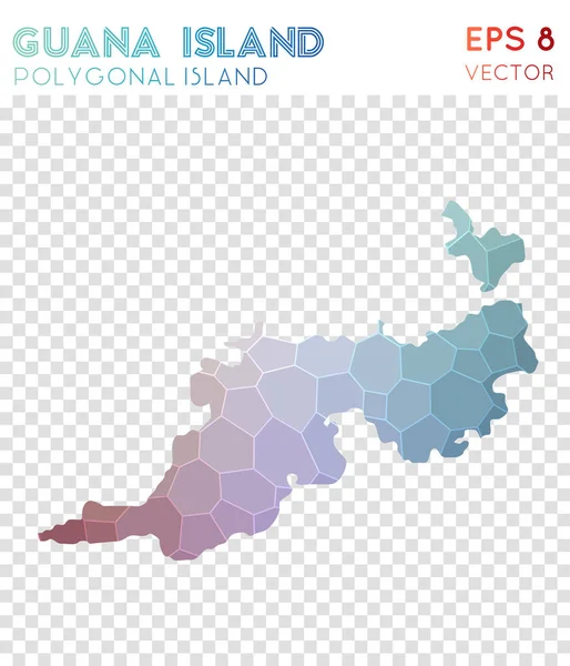 Isla de Guana mapa poligonal isla de estilo mosaico Diseño moderno de bajo polivinílico raro Isla de Guana — Vector de stock