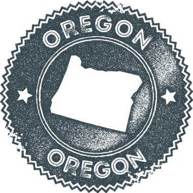 Oregon harita vintage damga Retro tarzı el yapımı etiket rozet veya öğe seyahat Hediyelik karanlık