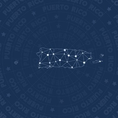 Porto Riko ağ takımyıldızı tarzı ülke haritası Alive alan tarzı modern tasarım Porto Riko