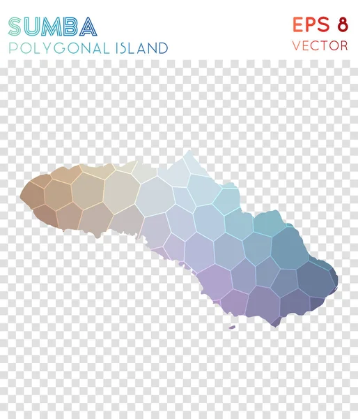 Sumba polygonal map mosaic style island Overwhelming low poly style modern design Sumba — Stock Vector