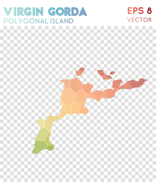 Virgen Gorda mapa poligonal isla de estilo mosaico Pintoresco bajo estilo polivinílico diseño moderno Virgen Gorda — Vector de stock