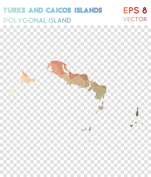 Islas Turcas y Caicos mapa poligonal isla de estilo mosaico Precioso diseño moderno de bajo polivinílico — Vector de stock