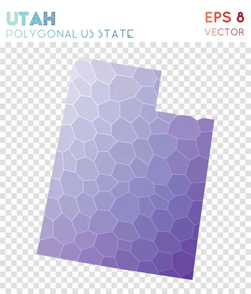 Utah mapa poligonal estilo mosaico nos estado clássico baixo estilo poli design moderno Utah mapa poligonal — Vetor de Stock