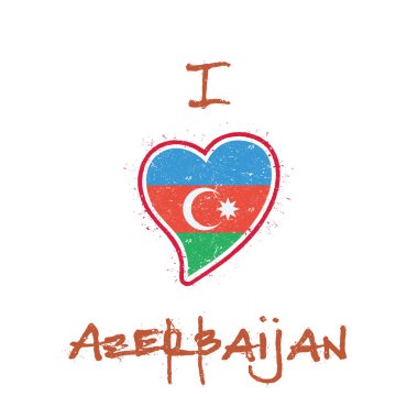 Beyaz Ulusal bayrağını Azerbaycan Azerbaycan bayrağı vatansever tshirt tasarım kalp şeklinde