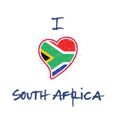 Beyaz Ulusal bayrağını Güney Afrika Güney Afrika bayrak vatansever tshirt tasarım kalp şeklinde