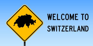 İsviçre: İsviçre ülke: sarı rhomb yol işareti ile yol işareti geniş posteri