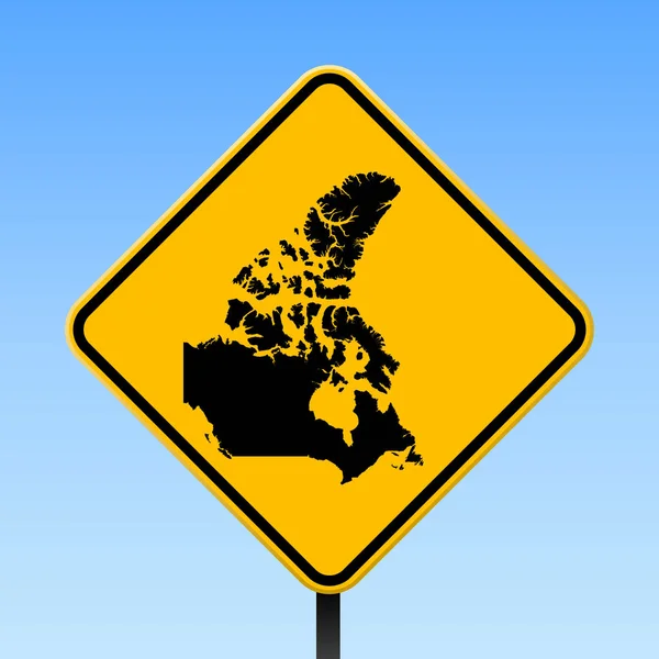 Kaart Van Canada Verkeersbord Vierkante Poster Met Canada Land Kaart — Stockvector