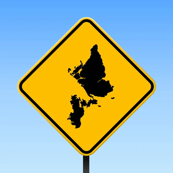 Mapa de Siargao en la señal de tráfico Cartel cuadrado con isla de Siargao mapa en rombo amarillo señal de tráfico Vector — Vector de stock