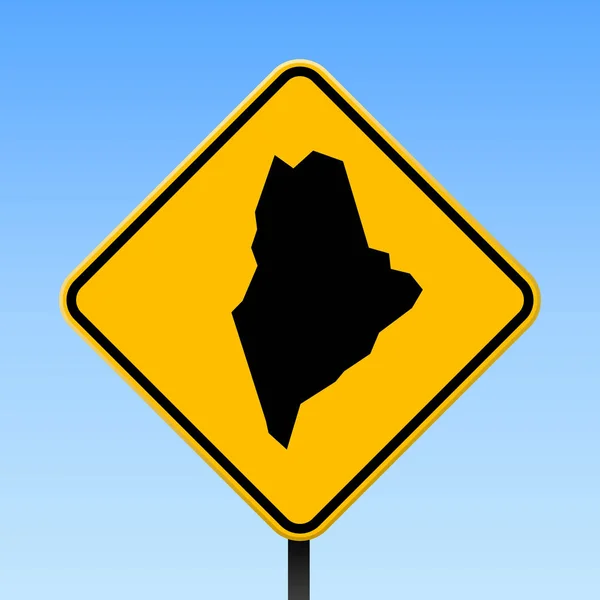 Carte du Maine sur panneau de signalisation Affiche carrée avec le Maine nous carte d'état sur le panneau de signalisation jaune losange vectoriel — Image vectorielle