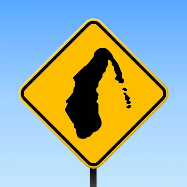 Mapa de Aitutaki en la señal de tráfico Cartel cuadrado con mapa de la isla de Aitutaki en la señal de tráfico de rombo amarillo Vector — Vector de stock