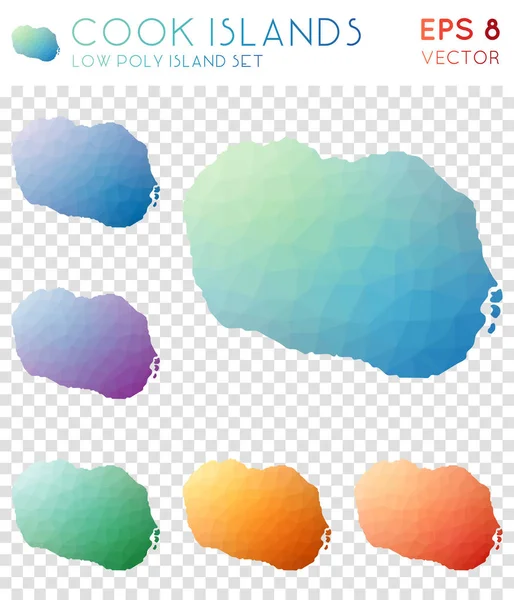 Cookovy ostrovy geometrický polygonální map mosaic styl ostrov kolekce úžasné nízké poly styl — Stockový vektor