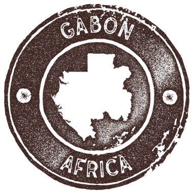 Gabon harita vintage damgası Retro tarzı el yapımı etiketi rozet veya öğe için seyahat Hatıra Eşyası Brown
