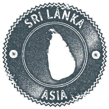 Sri Lanka Haritası vintage damga Retro tarzı el yapımı etiket rozet veya öğe seyahat Hediyelik karanlık