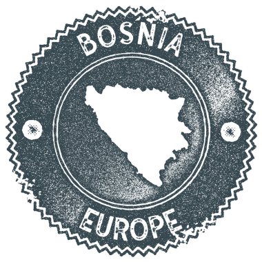 Bosna harita vintage damga Retro tarzı el yapımı etiket rozet veya öğe seyahat Hediyelik karanlık