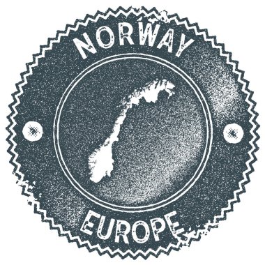 Norveç harita vintage damga Retro tarzı el yapımı etiket rozet veya öğe seyahat Hediyelik karanlık