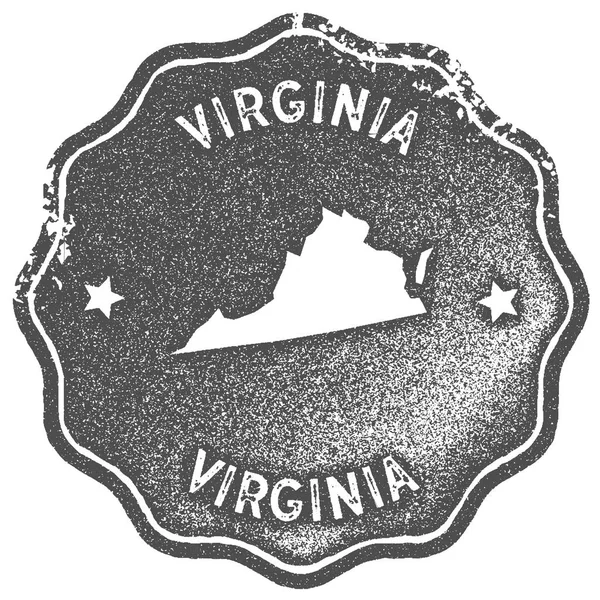 バージニア州地図スタンプ レトロなスタイルの手作りラベルのバッジまたは要素の旅行土産グレー — ストックベクタ