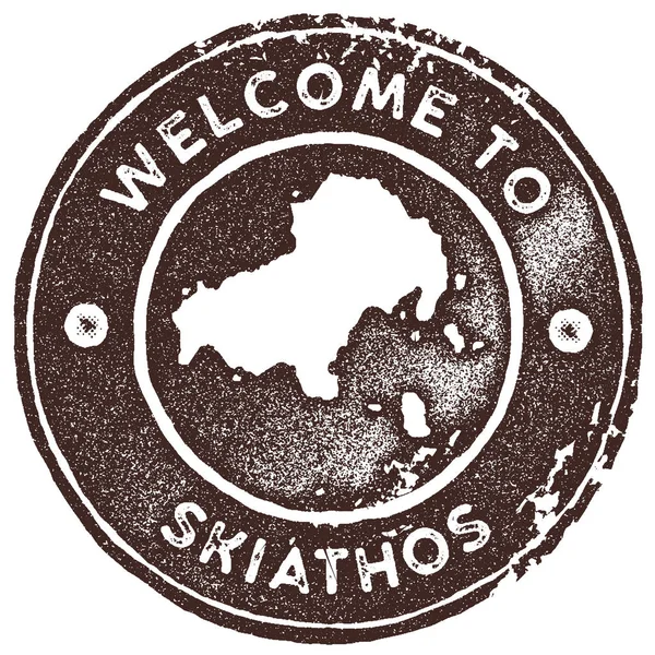 Skiathos 지도 빈티지 스탬프 복고풍 스타일 수 제 라벨 배지 또는 여행 기념품 브라운에 대 한 요소 — 스톡 벡터