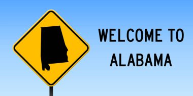 Alabama yol işareti geniş posteri Alabama ile bizi sarı rhomb yol işaret vektör devlet haritada göster