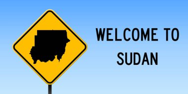 Yol işareti geniş poster sudan haritada Sudan ülke harita üzerinde sarı rhomb yol işaret vektör ile