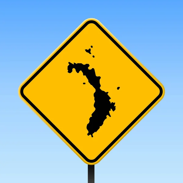 Mapa de la isla de Lord Howe en la señal de tráfico Cartel cuadrado con mapa de la isla de Lord Howe en rombo amarillo — Vector de stock