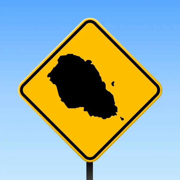 Graciosa mapa na placa da estrada Cartaz quadrado com mapa ilha Graciosa na placa amarela rodovia losango Vector —  Vetores de Stock