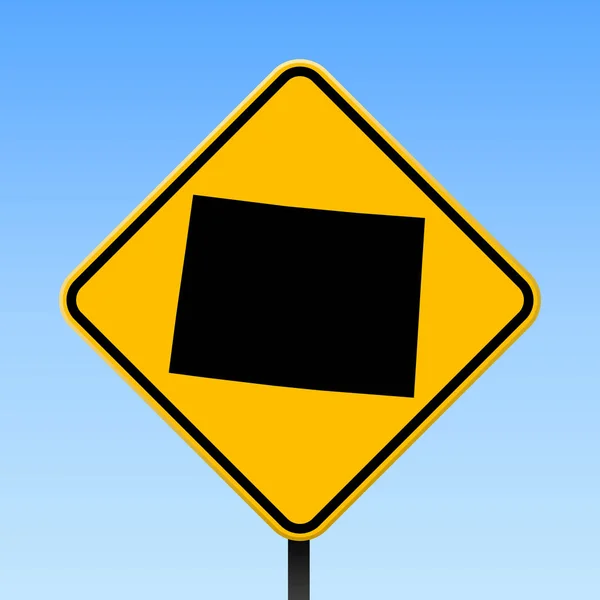Colorado Térkép a közúti jel tér poszter Colorado minket állapot megjelenítése a sárga rombusz út jel — Stock Vector
