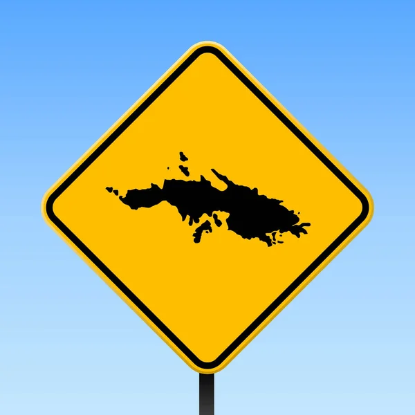 Saint Thomas mapa na placa da estrada Praça cartaz com Saint Thomas ilha mapa na placa amarela rodovia losango —  Vetores de Stock