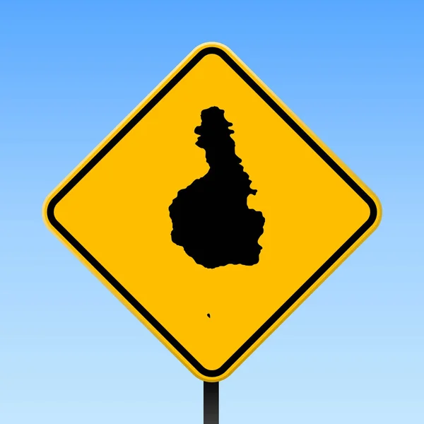 Mapa de la isla de Tioman en la señal de tráfico Cartel cuadrado con mapa de la isla de Tioman en la ruta del rombo amarillo — Vector de stock