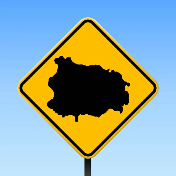 Ischia map on road sign Square poster with Ischia island map on yellow rhomb road sign Vector — Stock Vector