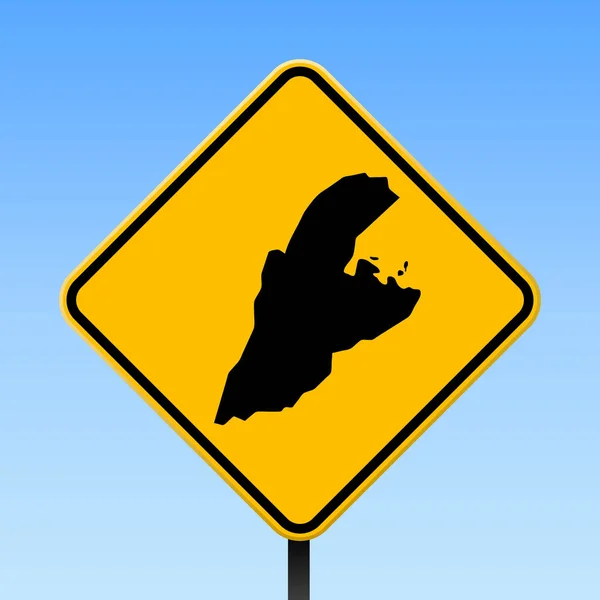 Mapa de Kastellorizo na placa da estrada Cartaz quadrado com mapa da ilha de Kastellorizo no sinal amarelo da estrada do losango —  Vetores de Stock