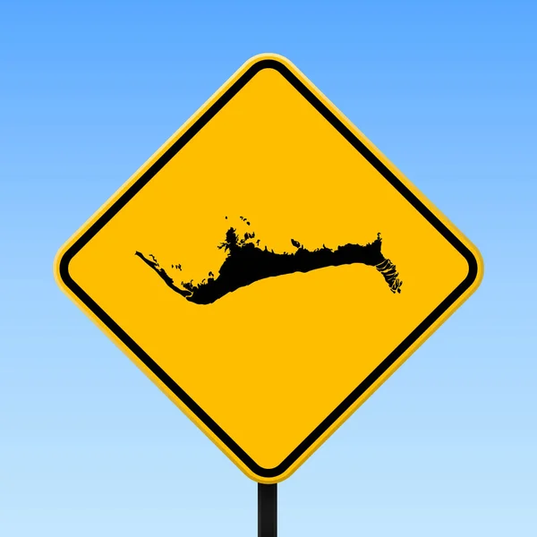 Grand Bahama karta på väg logga fyrkantig affisch med Grand Bahama island karta på gul romb vägmärke — Stock vektor